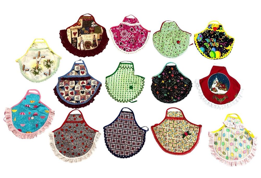 Handmade Dish Soap Bottle Aprons Lot of 14 Holiday Kitchen Decor Vintage Style